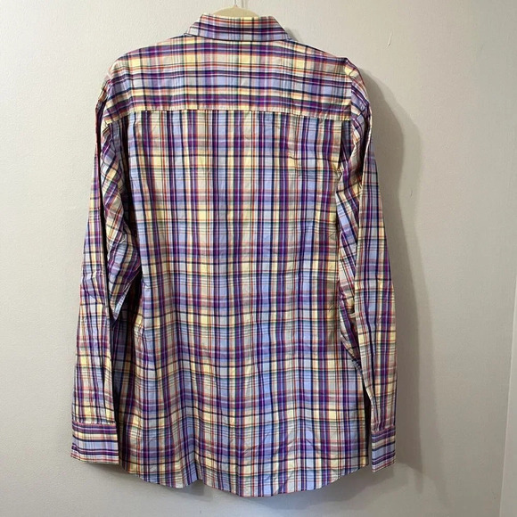 Alan Flusser Mens Multicolor Button Up Shirt XL Classic Plaid Cotton Long Sleeve - Picture 7 of 11